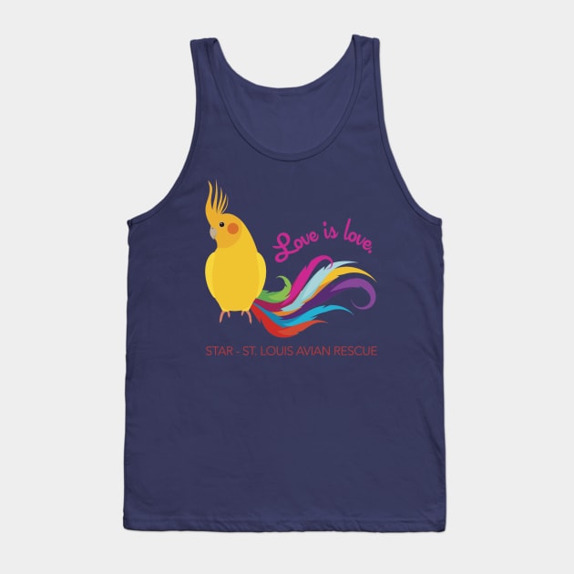 Rainbow Cockatiel - Love is Love Tank Top by STAR Avian Rescue